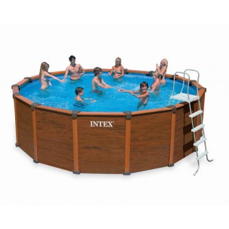 Каркасный круглый бассейн 478x124 см Intex с отделкой под дерево