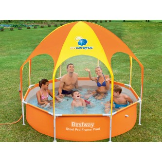 Каркасный круглый бассейн 244х51 см Bestway с навесом 