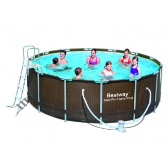 Каркасный круглый бассейн 427х122 см Bestway Steel Pro "Ротанг"