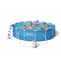 Каркасный круглый бассейн 427х100 см, 12110 л, Bestway Steel Pro, синий, арт. 56308