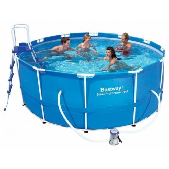 Каркасный бассейн круглы Bestway Steel Pro 13898, 366х122 см (фильтр, насос и лестница)