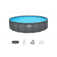 Бассейн каркасный Bestway, 610х132 см, фильтр-насос, лестница, тент, 33240 л, полисферы