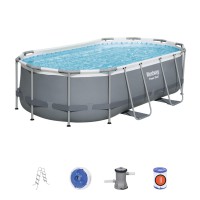Каркасный бассейн Bestway Power Steel 488х305х107см, 10949л, фил.-насос 3028л/ч, лестница, тент, попл.-доз.