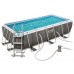 Прямоугольный каркасный бассейн ротанг Bestway 412х201х122Power Steel +фильтр-насос, лестница