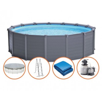 Каркасный бассейн Intex 26384, 478 х 124 см (4 500 л/ч, лестница, тент, подстилка)