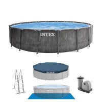 Бассейн каркасный круглый Intex GreyWood Prism Frame Premium 549х122см (полный комплект)