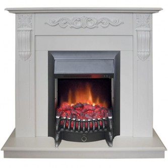 Электрический камин Real Flame Dominica STD/EUG WT с очагом Fobos Lux BL/BR