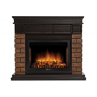 Портал Firelight Bricks Wood 25, камень темный, шпон венге