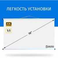 Экран для проектора Лама Блэк 125x125 см, формат 1:1, настенно-потолочный, ручной, цвет белый, 70 дюймов